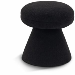 Drum Faux Shearling Teddy Fabric Upholstered Ottoman