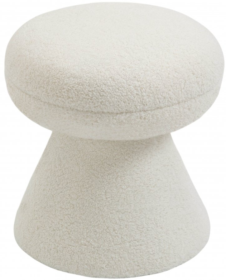 Drum Faux Shearling Teddy Fabric Upholstered Ottoman - Image 3
