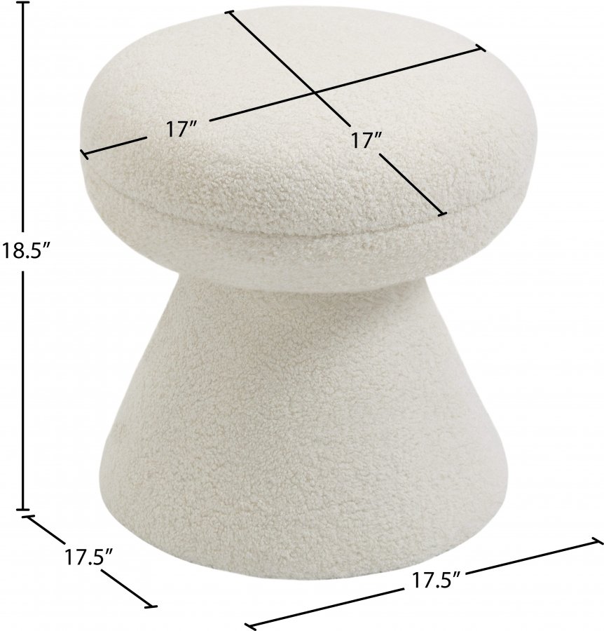 Drum Faux Shearling Teddy Fabric Upholstered Ottoman - Image 4