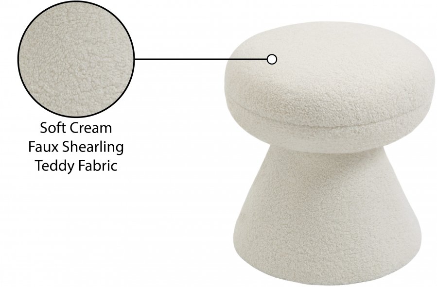 Drum Faux Shearling Teddy Fabric Upholstered Ottoman - Image 5