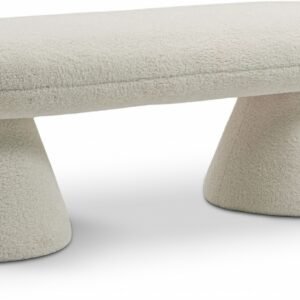 Drum Faux Shearling Teddy Fabric Upholstered Bench