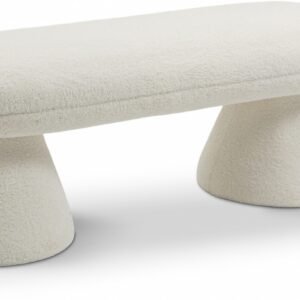 Drum Faux Shearling Teddy Fabric Upholstered Bench