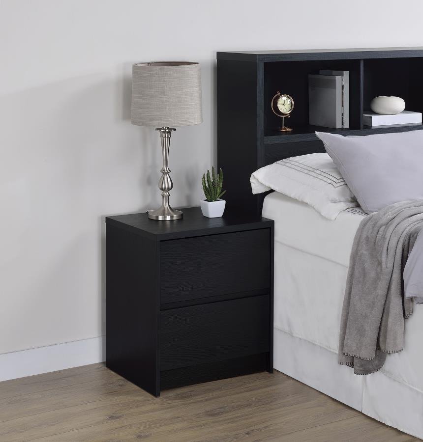 WESTPARK 2-DRAWER NIGHTSTAND LED LIGHTS AND USB BLACK - Image 2