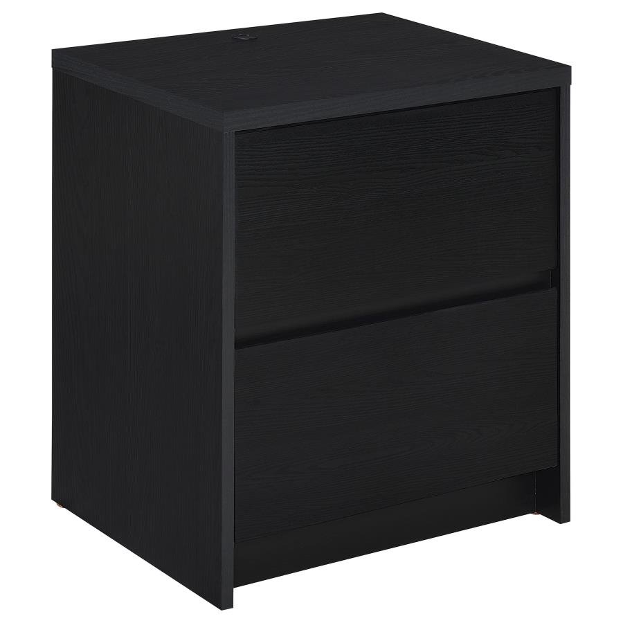 WESTPARK 2-DRAWER NIGHTSTAND LED LIGHTS AND USB BLACK
