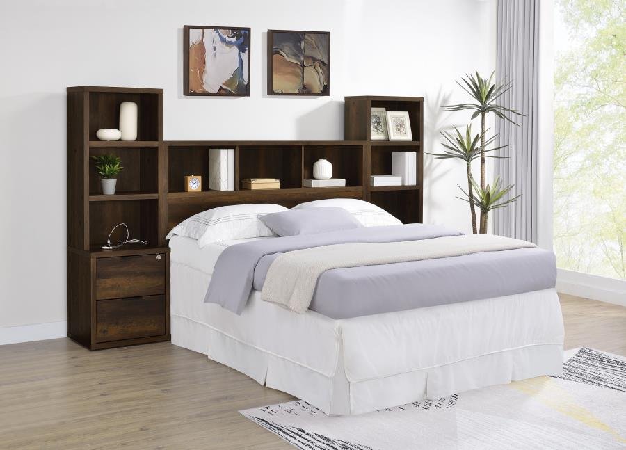 WESTPARK 49-INCH QUEEN BOOKCASE HEADBOARD DARK PINE - Image 11