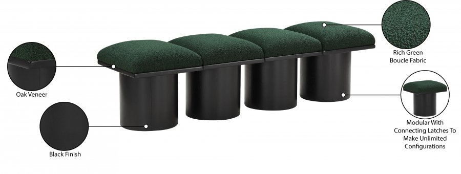 Pavilion Boucle Fabric Upholstered 4pc. Modular Bench - Image 7