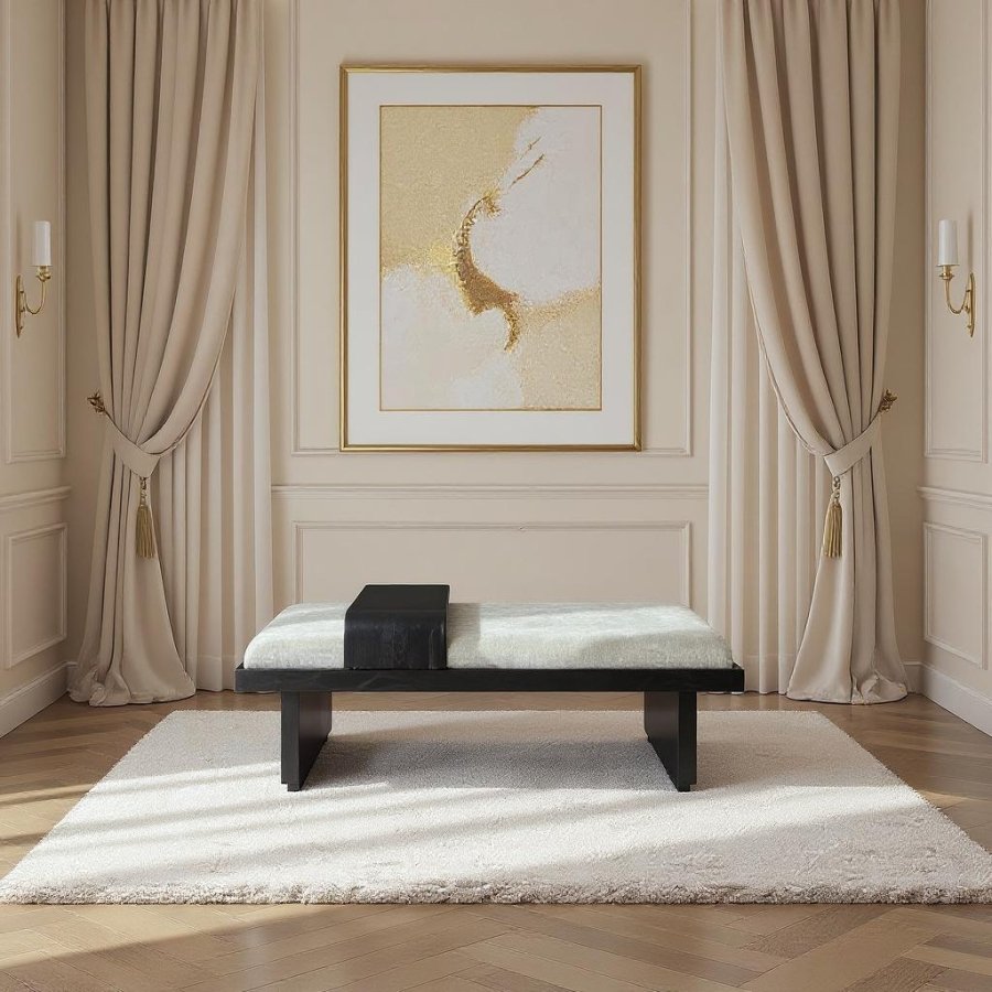 Arlington Chenille Fabric Upholstered Bench - Image 2