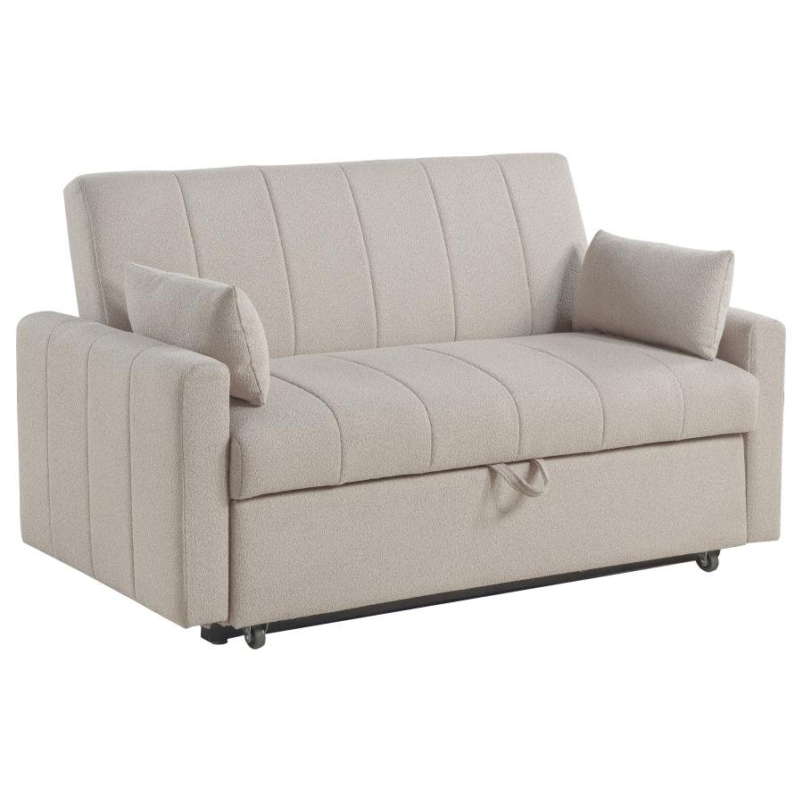 PORTLAND BOUCLE UPHOLSTERED SLEEPER SOFA BED LATTE