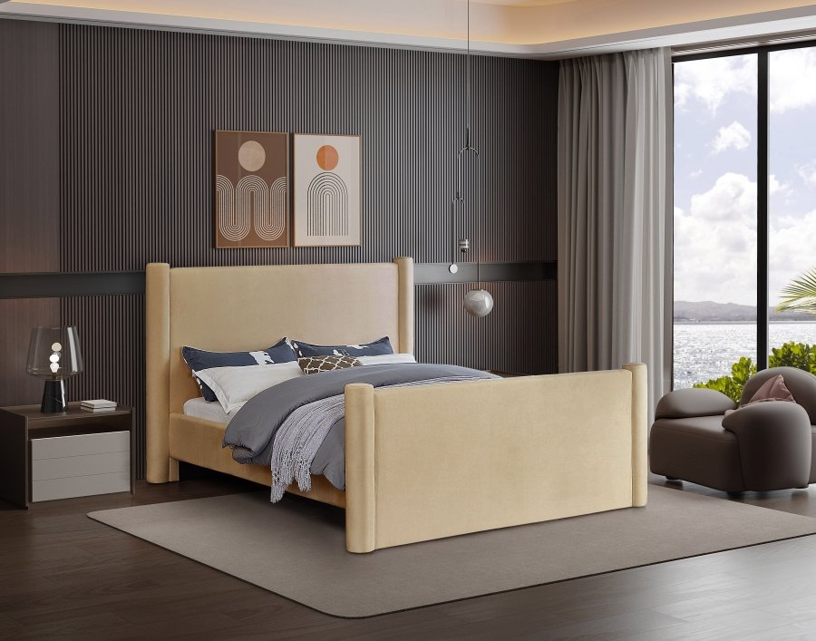 Elias Velvet Upholstered Bed - Image 2