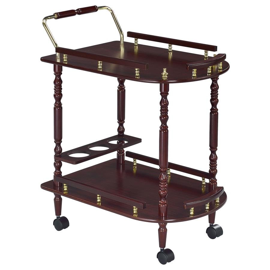 PALMER 2-TIER RECTANGULAR WOOD BAR CART MERLOT