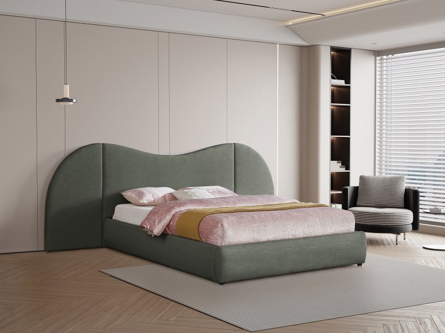 Everest Linen Textured Fabric Upholstered Bed - Image 2