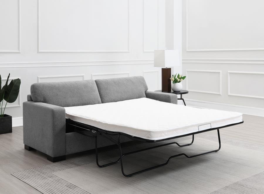SIMPSON UPHOLSTERED SOFA SLEEPER WITH QUEEN MATTRESS GREY - Image 3
