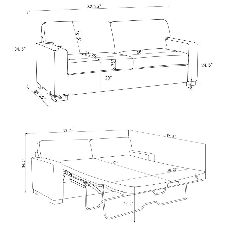 SIMPSON UPHOLSTERED SOFA SLEEPER WITH QUEEN MATTRESS GREY - Image 12