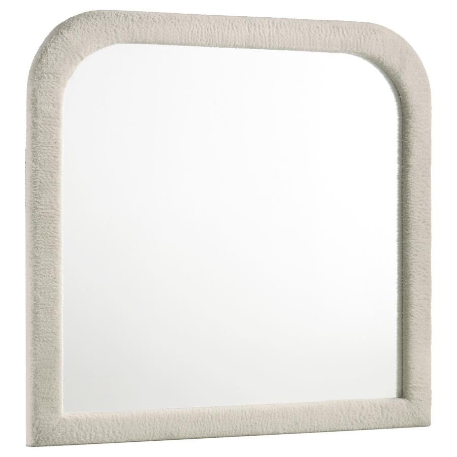 SONYA UPHOLSTERED BEDROOM DRESSER MIRROR IVORY