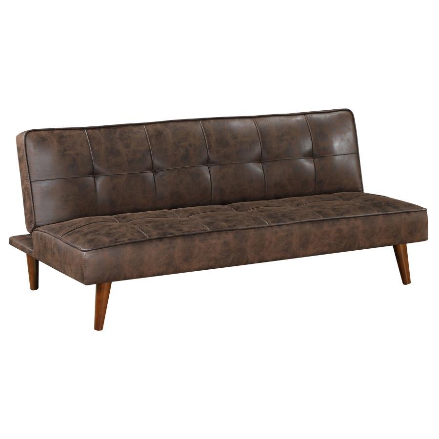 JENSON UPHOLSTERED TUFTED CONVERTIBLE SOFA BED DARK COFFEE