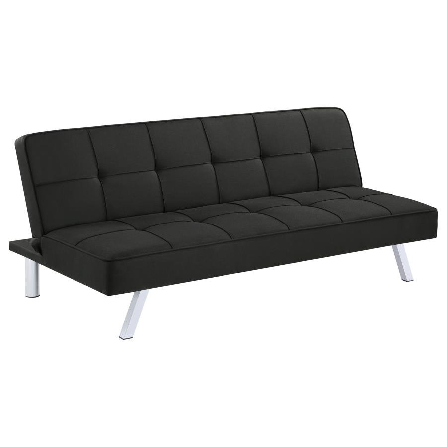 JOEL UPHOLSTERED TUFTED CONVERTIBLE SOFA BED BLACK