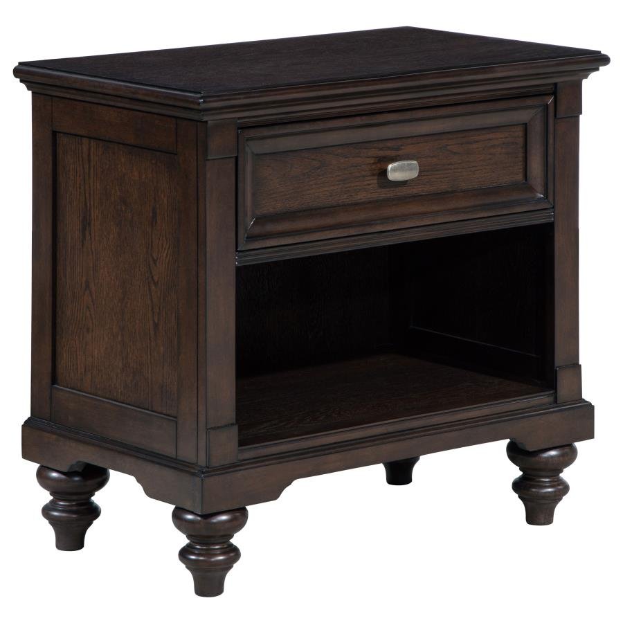 DEVON 5-PIECE QUEEN BEDROOM SET WINE RED AND DARK OAK - Image 5