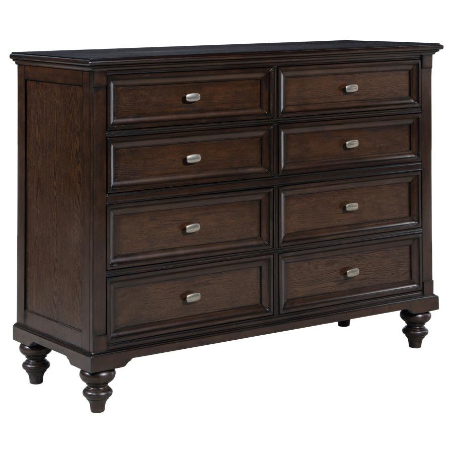 DEVON 5-PIECE QUEEN BEDROOM SET WINE RED AND DARK OAK - Image 7