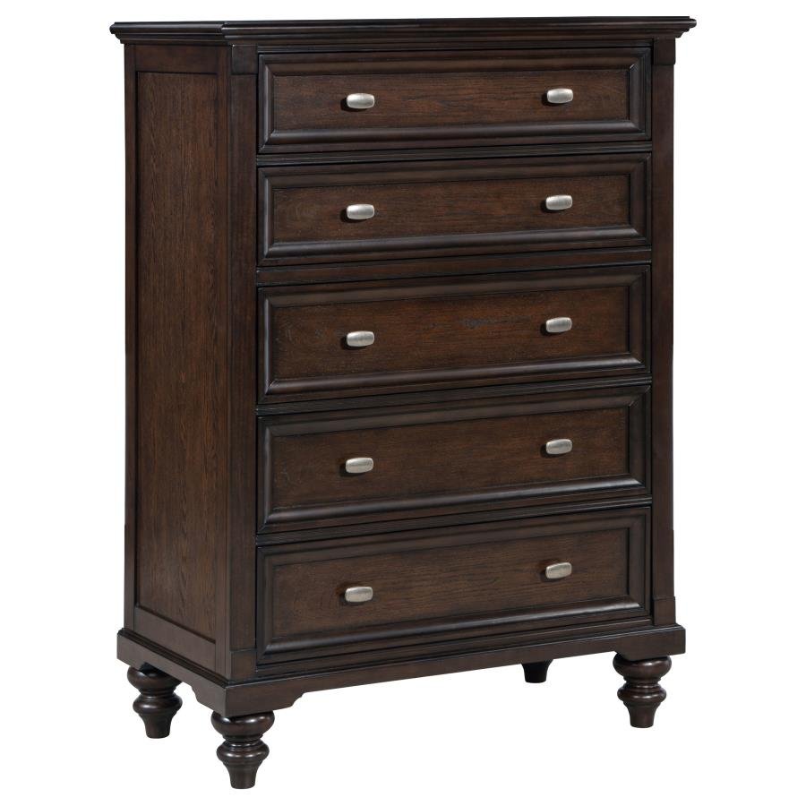 DEVON 5-PIECE QUEEN BEDROOM SET WINE RED AND DARK OAK - Image 11