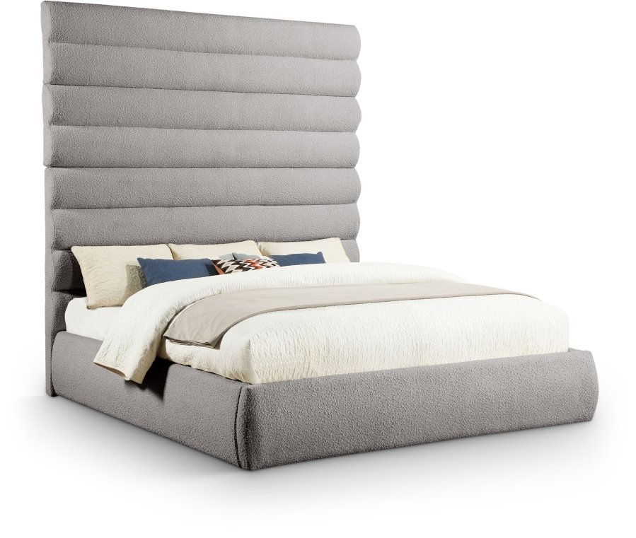 Adam Boucle Fabric Upholstered Bed