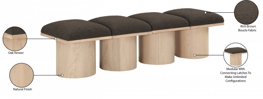 Pavilion Boucle Fabric Upholstered 4pc. Modular Bench - Image 7