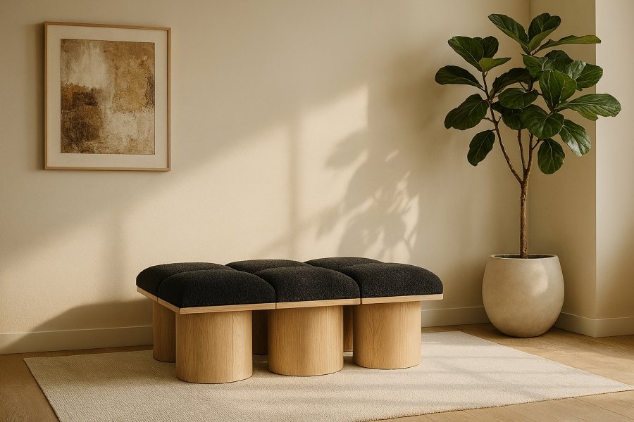 41042-1.jpg Pavilion Boucle Fabric Upholstered 6pc. Modular Bench - Image 2