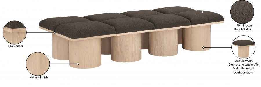 Pavilion Boucle Fabric Upholstered 8pc. Modular Bench - Image 7
