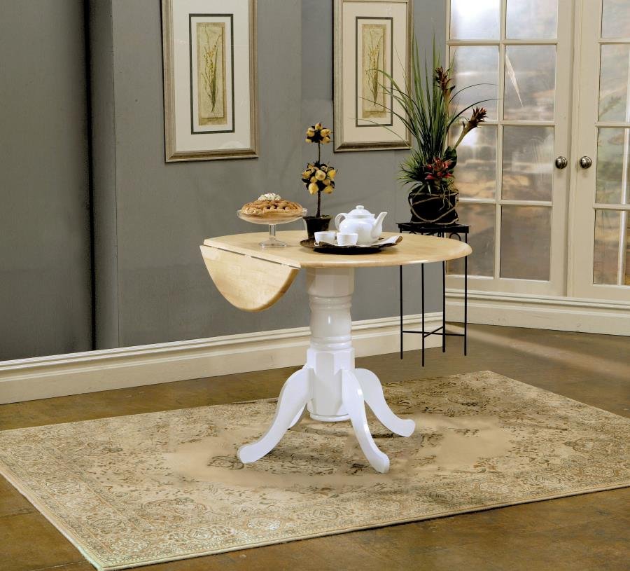 4241_01x900.jpg ALLISON ROUND 40-INCH DROP LEAF EXTENSION DINING TABLE WHITE - Image 2