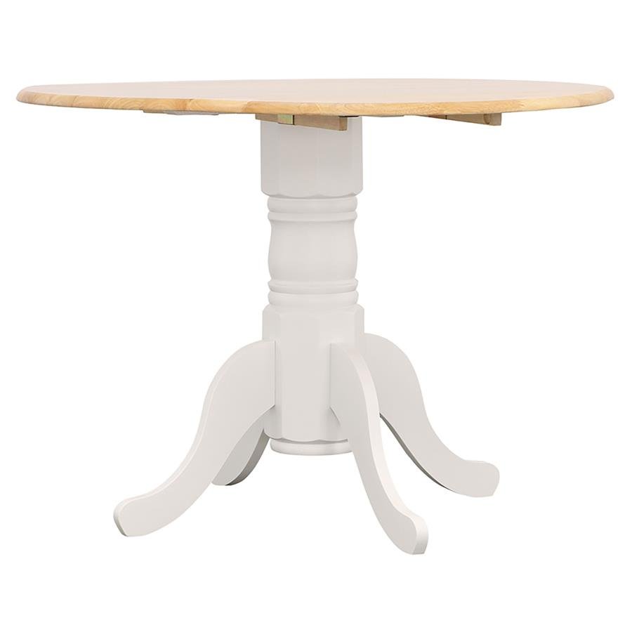 ALLISON ROUND 40-INCH DROP LEAF EXTENSION DINING TABLE WHITE