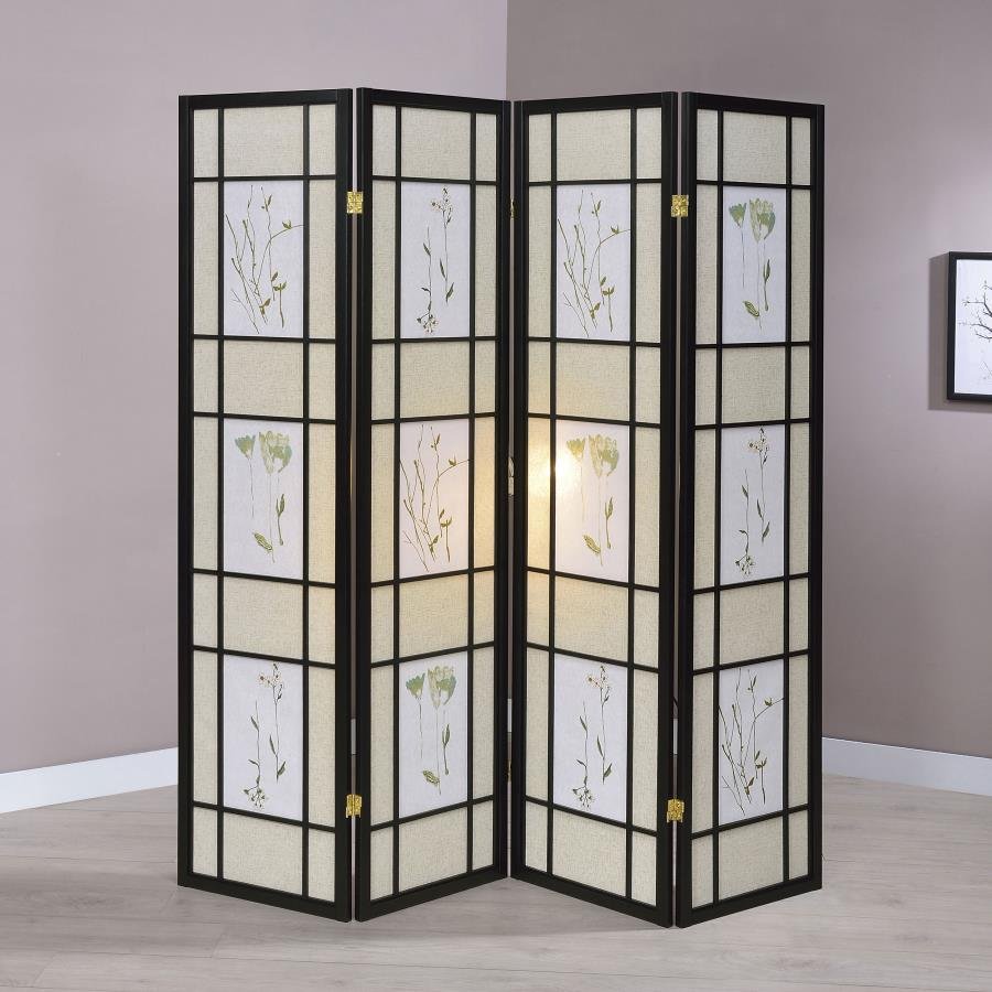 CATABELLA 4-PANEL ROOM DIVIDER FOLDING SHOJI SCREEN FLORAL - Image 2