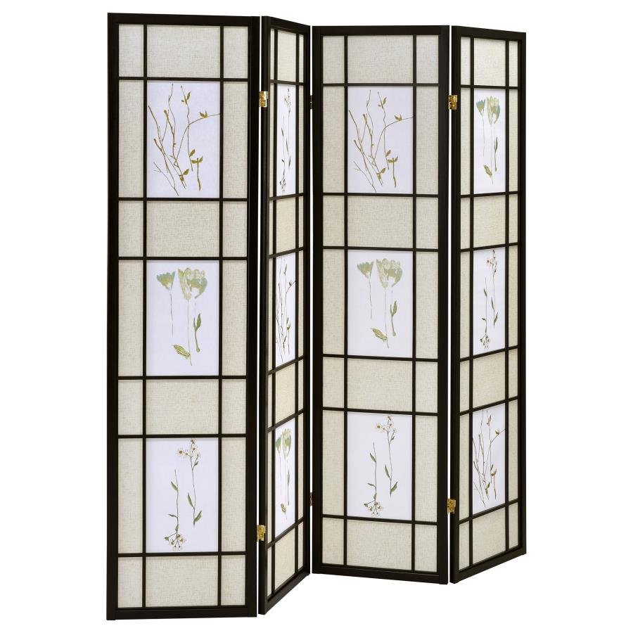 CATABELLA 4-PANEL ROOM DIVIDER FOLDING SHOJI SCREEN FLORAL