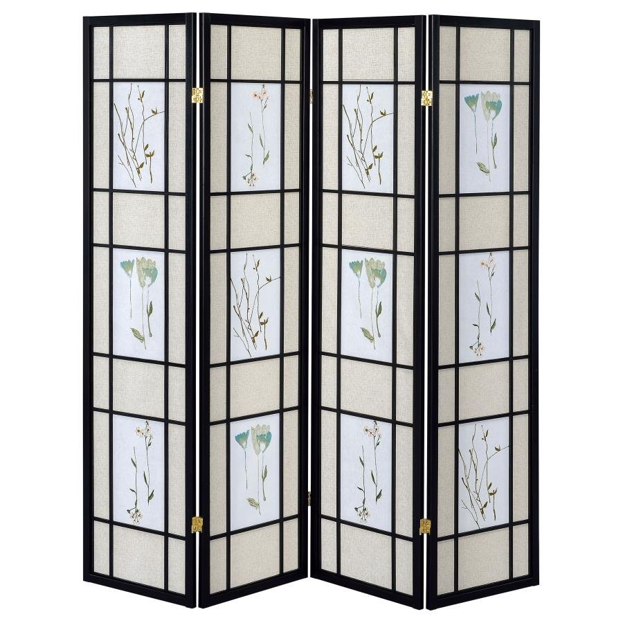 CATABELLA 4-PANEL ROOM DIVIDER FOLDING SHOJI SCREEN FLORAL - Image 3