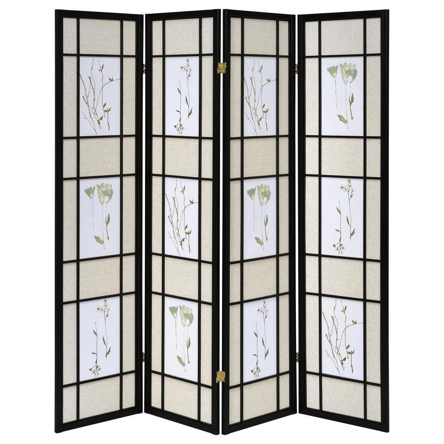 CATABELLA 4-PANEL ROOM DIVIDER FOLDING SHOJI SCREEN FLORAL - Image 4