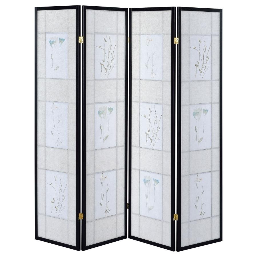 CATABELLA 4-PANEL ROOM DIVIDER FOLDING SHOJI SCREEN FLORAL - Image 5