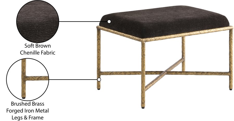 Valley Chenille Fabric Upholstered Bench - Image 7