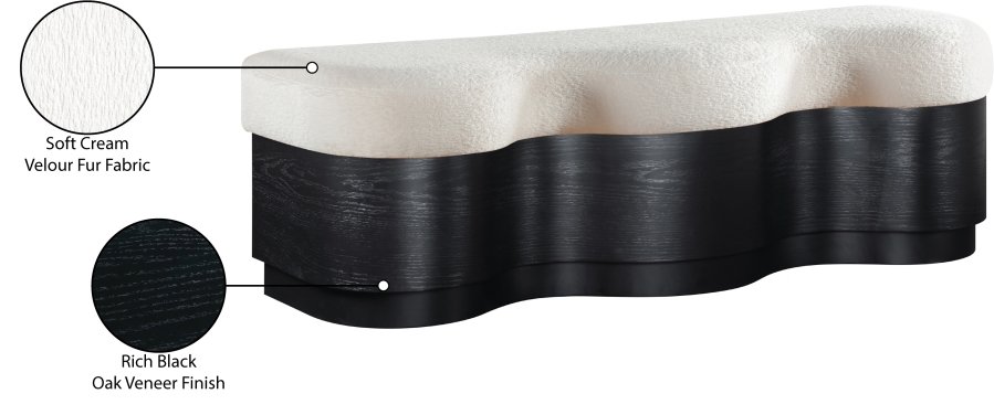 Savoy Velour Fur Fabric Upholstered Bench - Image 9