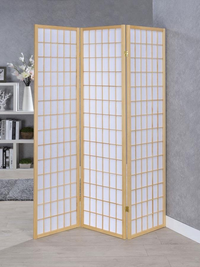 CARRIE 3-PANEL ROOM DIVIDER FOLDING SHOJI SCREEN NATURAL - Image 2