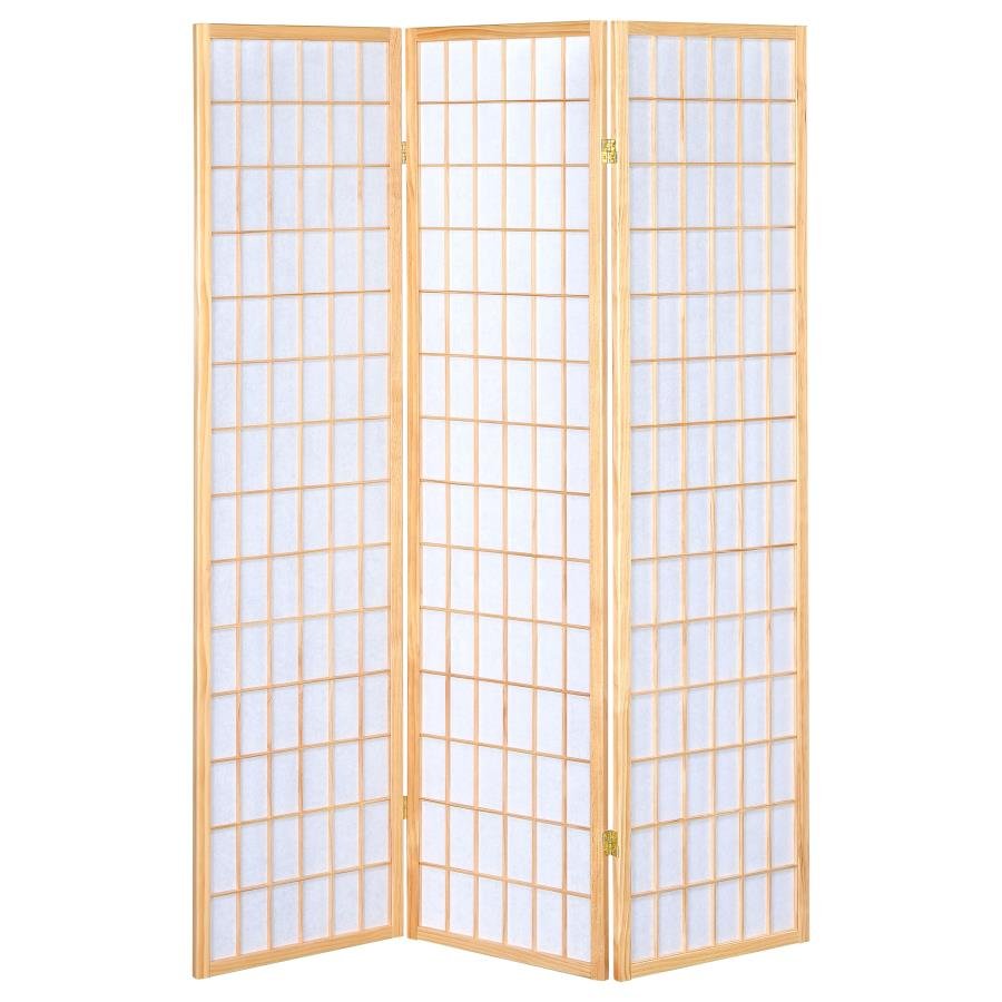 CARRIE 3-PANEL ROOM DIVIDER FOLDING SHOJI SCREEN NATURAL - Image 3