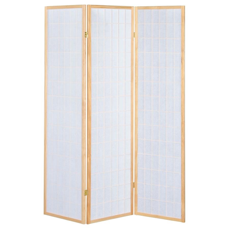 CARRIE 3-PANEL ROOM DIVIDER FOLDING SHOJI SCREEN NATURAL - Image 4