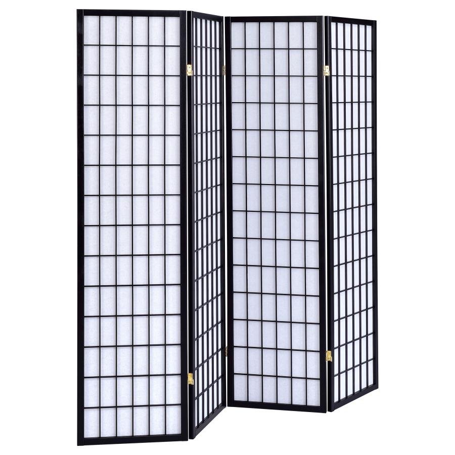 ROBERTO 4-PANEL ROOM DIVIDER FOLDING SHOJI SCREEN BLACK