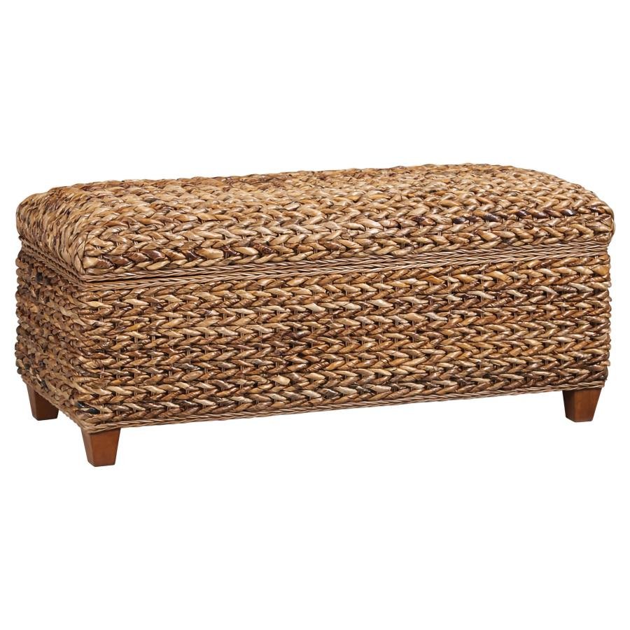 LAUGHTON HAND-WOVEN BANANA LEAF STORAGE BENCH AMBER