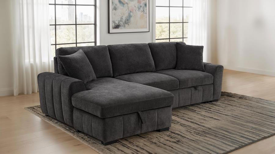 PASTRANA UPHOLSTERED SLEEPER SECTIONAL SOFA LAF CHAISE GREY - Image 2