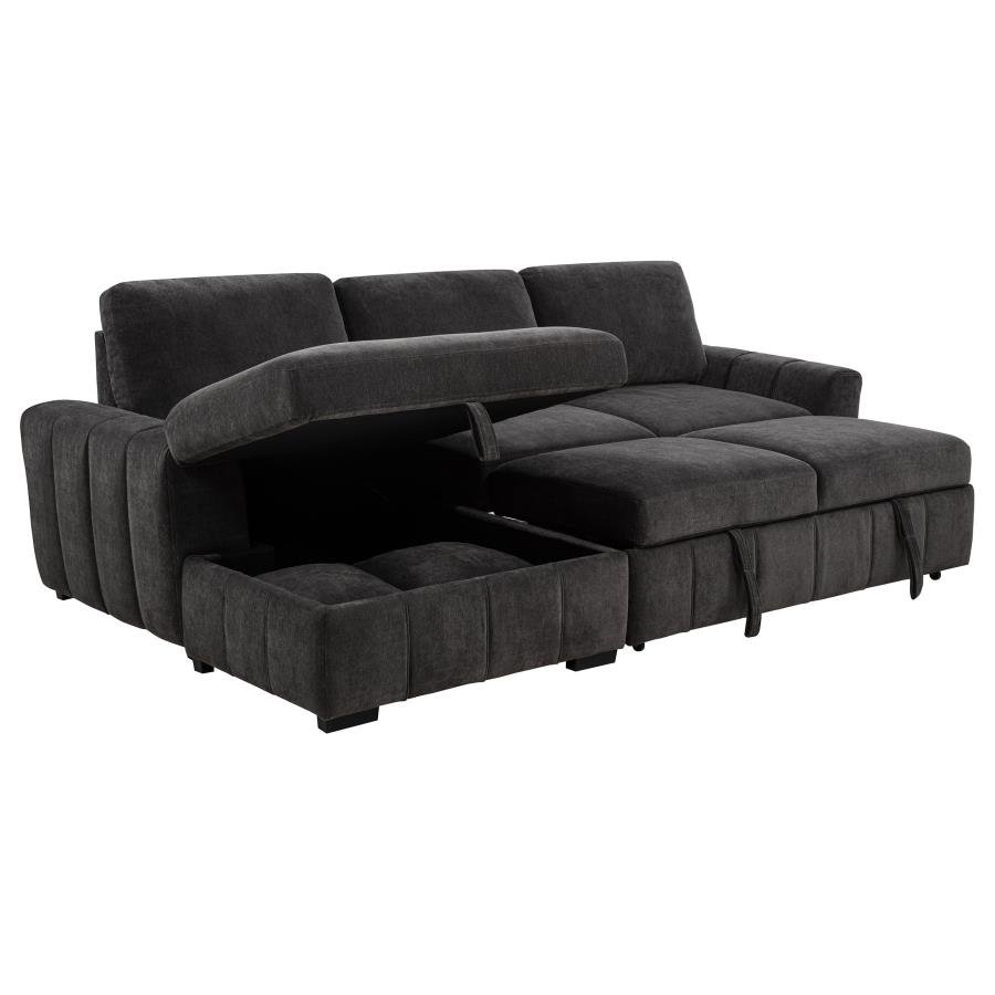 PASTRANA UPHOLSTERED SLEEPER SECTIONAL SOFA LAF CHAISE GREY - Image 5