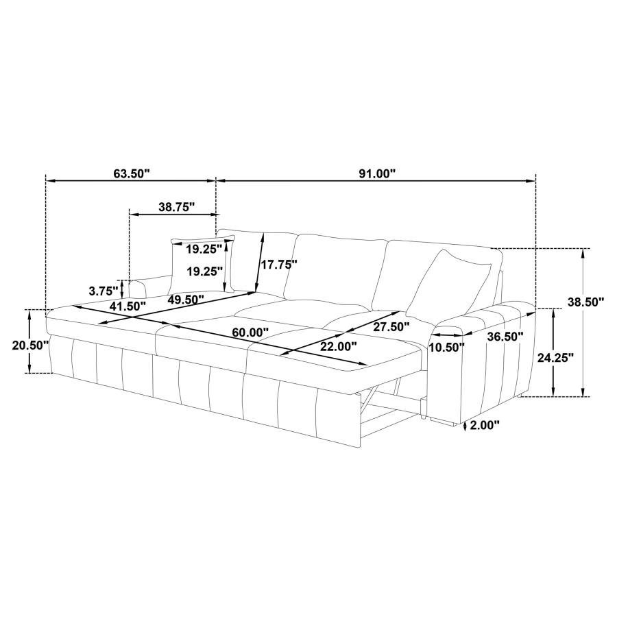 PASTRANA UPHOLSTERED SLEEPER SECTIONAL SOFA LAF CHAISE GREY - Image 14