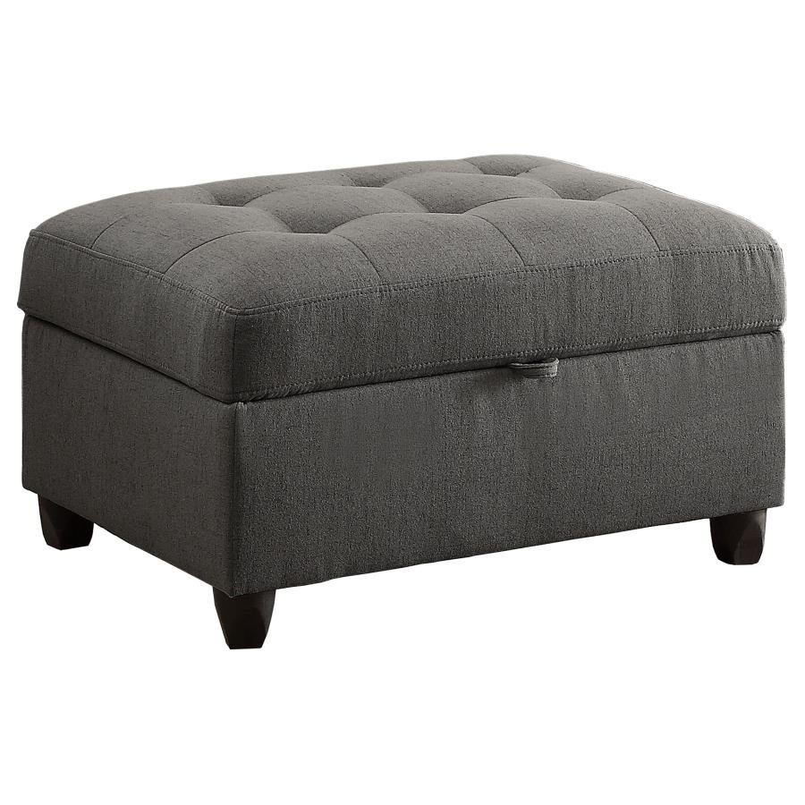 STONENESSE RECTANGULAR UPHOLSTERED STORAGE OTTOMAN GREY