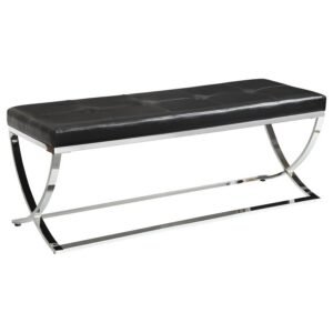 WALTON LEATHERETTE UPHOLSTERED TUFTED ACCENT BENCH BLACK