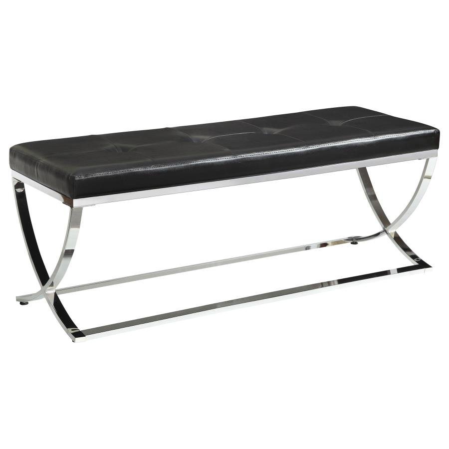 WALTON LEATHERETTE UPHOLSTERED TUFTED ACCENT BENCH BLACK