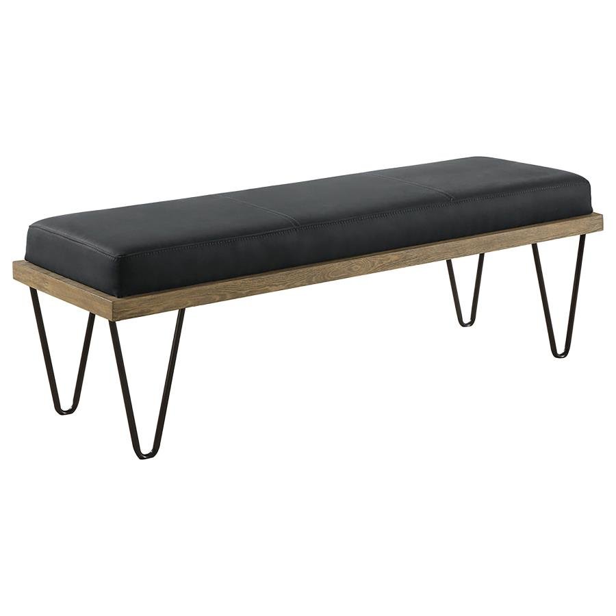 CHAD DENIM UPHOLSTERED ACCENT BENCH DARK BLUE