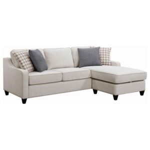 MCLOUGHLIN UPHOLSTERED SLOPED ARM SECTIONAL SOFA PLATINUM