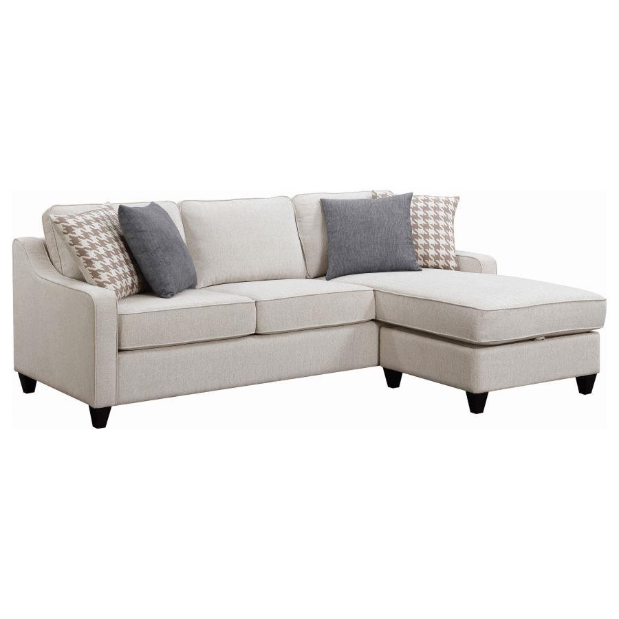 MCLOUGHLIN UPHOLSTERED SLOPED ARM SECTIONAL SOFA PLATINUM